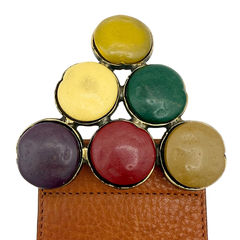 Unbranded Leather Belt Womens Brown Multi Color Cabochon Buckle Italy - Picture 4 of 9